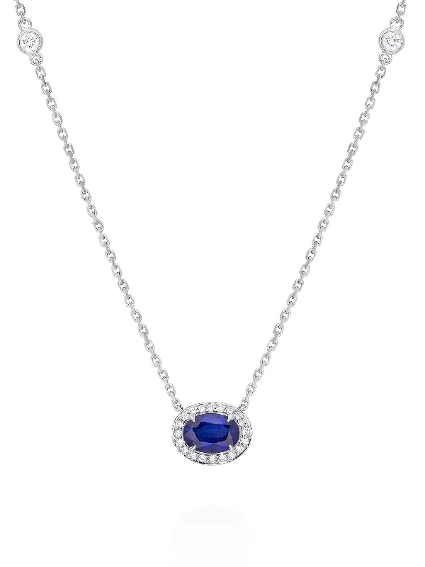 Vintage Oval Sapphire Platinum Pendant