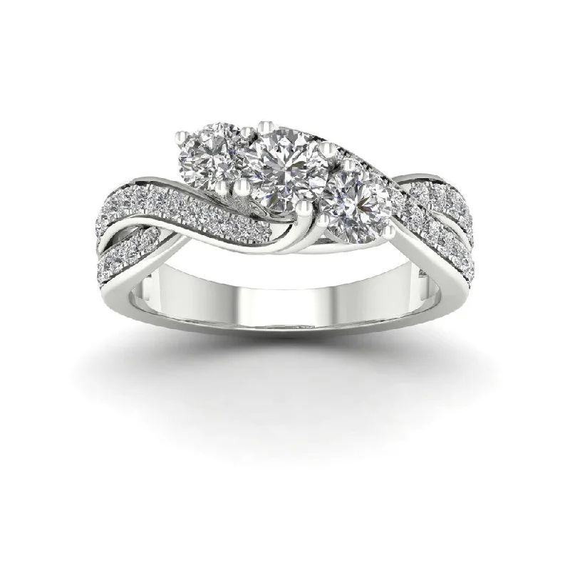 De Couer 1ct TDW Diamond Three Stone Engagement Ring - White