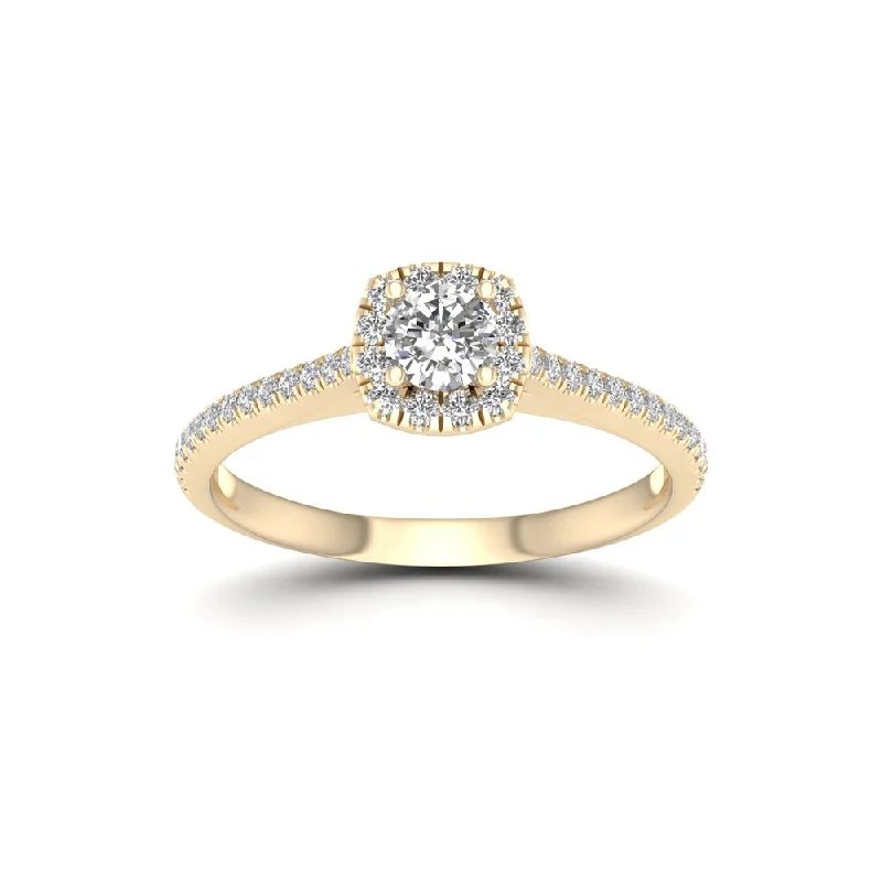 De Couer 5/8ct TDW Diamond Halo Engagement Ring - Yellow