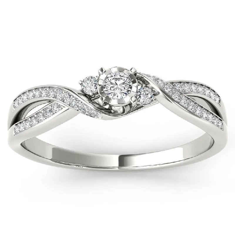 De couer 10k White Gold 1/6ct TDW Diamond Criss-Cross Engagement Ring