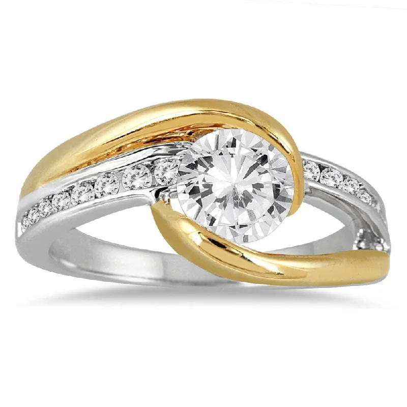 AGS Certified 1 1/5 Carat TW Diamond Engagement Ring in Two Tone 14K Gold (J-K Color, I2-I3 Clarity)