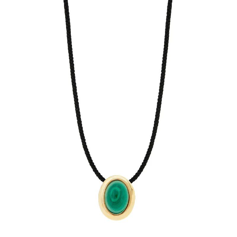 Oval Gemstone Cabochon on Cord Necklace