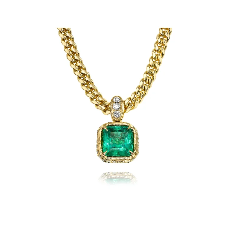 18K Queen Emerald Cuban Necklace