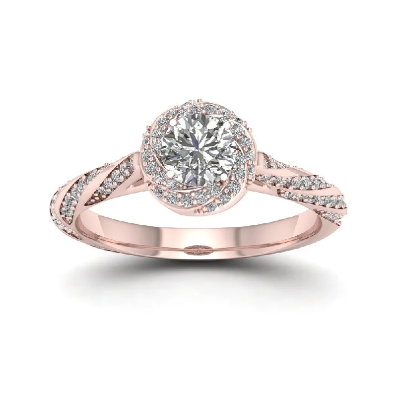 De Couer 14k Rose Gold 1ct TDW Diamond Vintage Swirl Engagement Ring - Pink