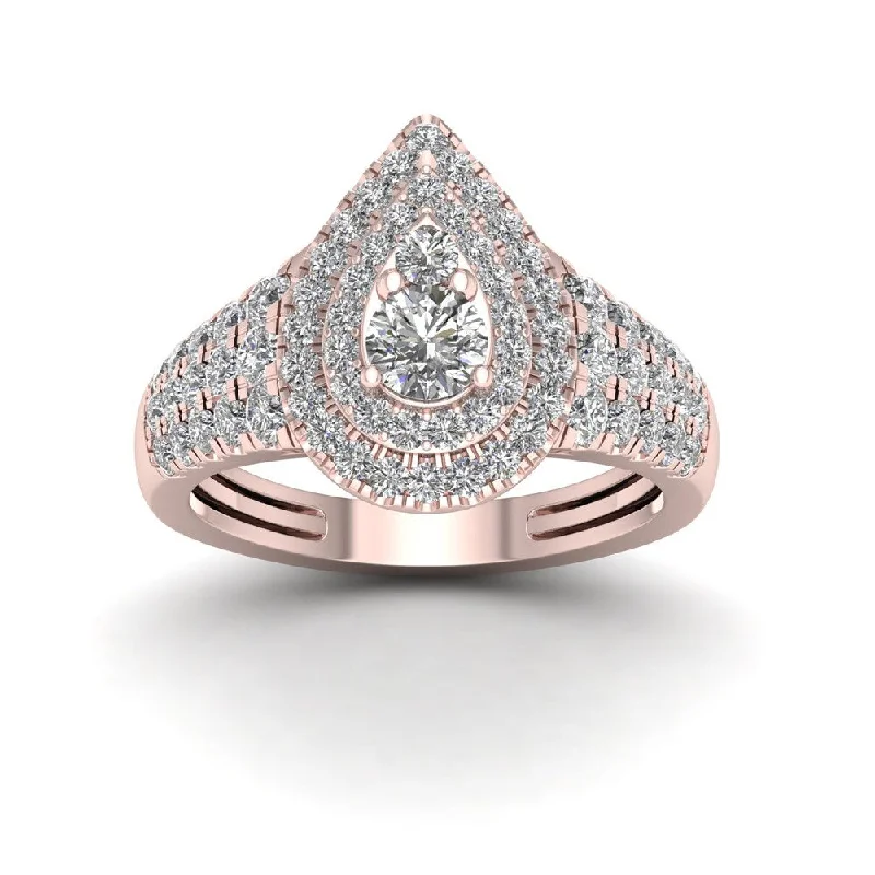 De Couer 1ct TDW Diamond Halo Engagement Ring - Pink