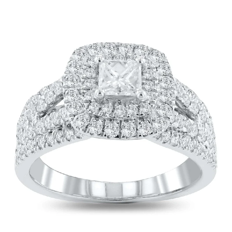 Auriya Platinum 1 1/2ctw Diamond Engagement Ring Certified (E, SI-3)