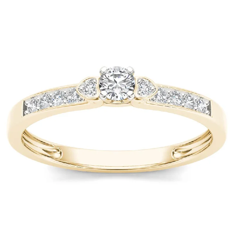 De Couer 10k Yellow Gold 1/5ct TDW Diamond Classic Engagement Ring