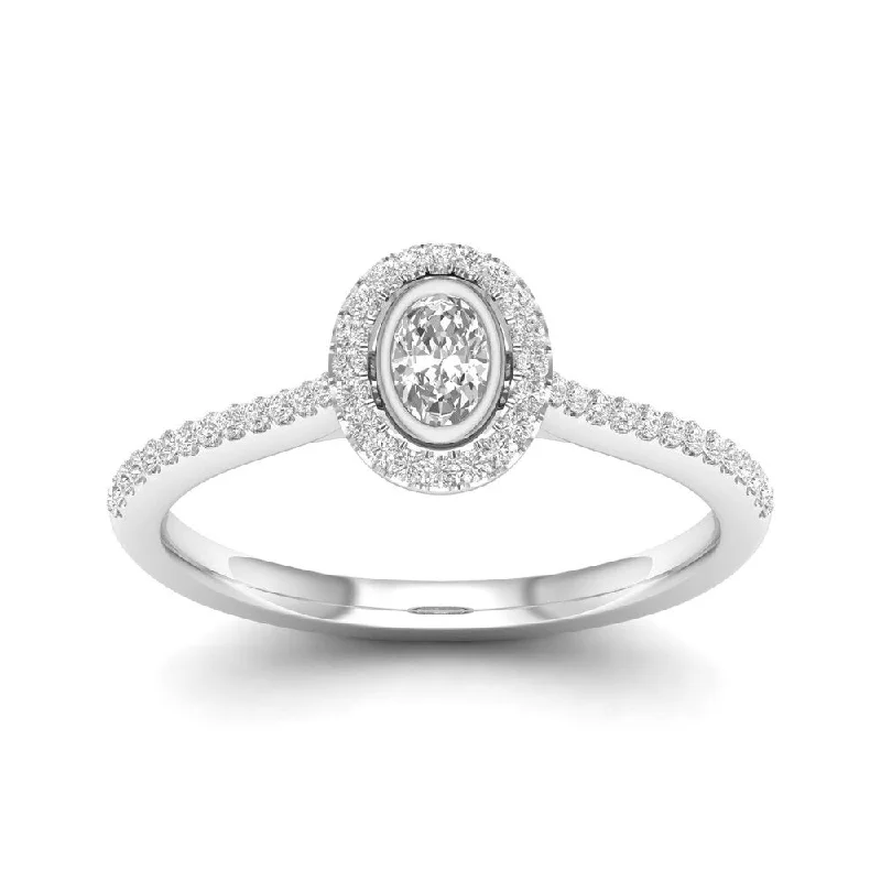 De Couer 10k Gold 1/3Ct TDW Diamond Halo Engagement Ring