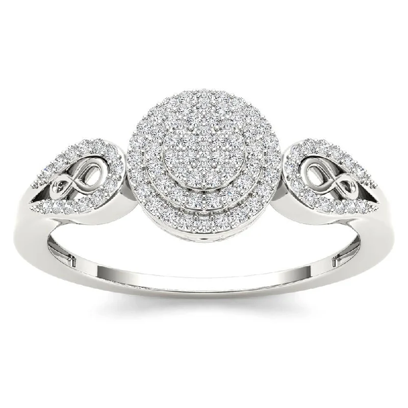 De Couer IGI Certified 10k White Gold 1/5ct TDW Diamond Halo Engagement Ring - White H-I