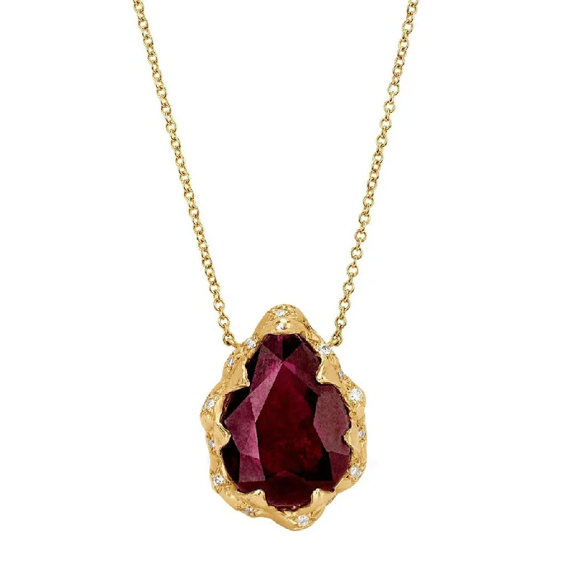 Queen Water Drop Ruby Necklace with Sprinkled Diamonds | Ready to Ship