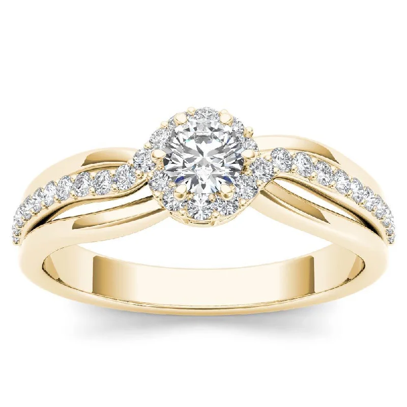 De Couer IGI Certified 10k Yellow Gold 1/2ct TDW Diamond Classic Bypass Engagement Ring