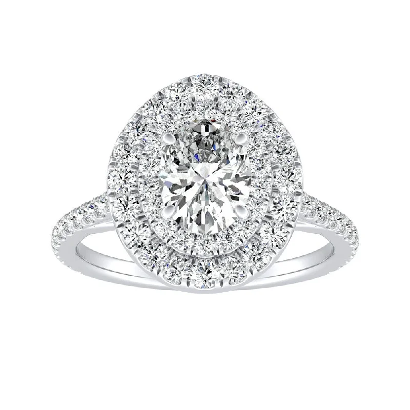 Auriya Platinum 1 1/4ctw Oval-cut Halo Diamond Engagement Ring (I-J, I1-I2)