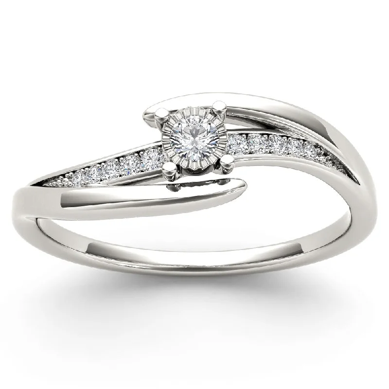 De Couer 10k White Gold 1/10ct TDW Diamond Criss-Cross Engagement Ring - White H-I - White H-I