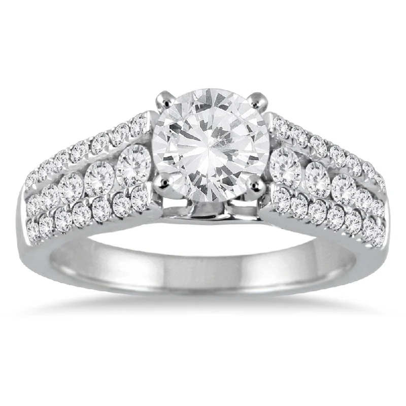 AGS Certified 1 1/2 Carat TW Diamond Engagement Ring in 14K White Gold (J-K Color, I2-I3 Clarity)