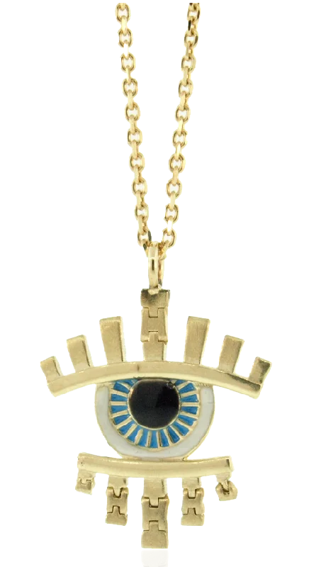 Enameled Eye Pendant Necklace