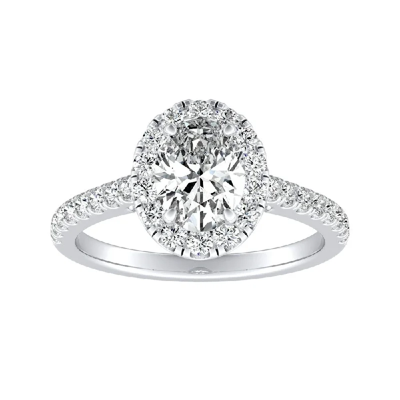 Auriya 18k Gold 3/4ctw Oval-cut Halo Diamond Engagement Ring (I-J, I1-I2)