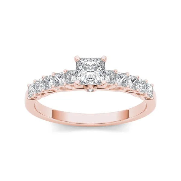 De Couer 14k Rose Gold 1ct TDW Diamond Classic Engagement Ring - Pink