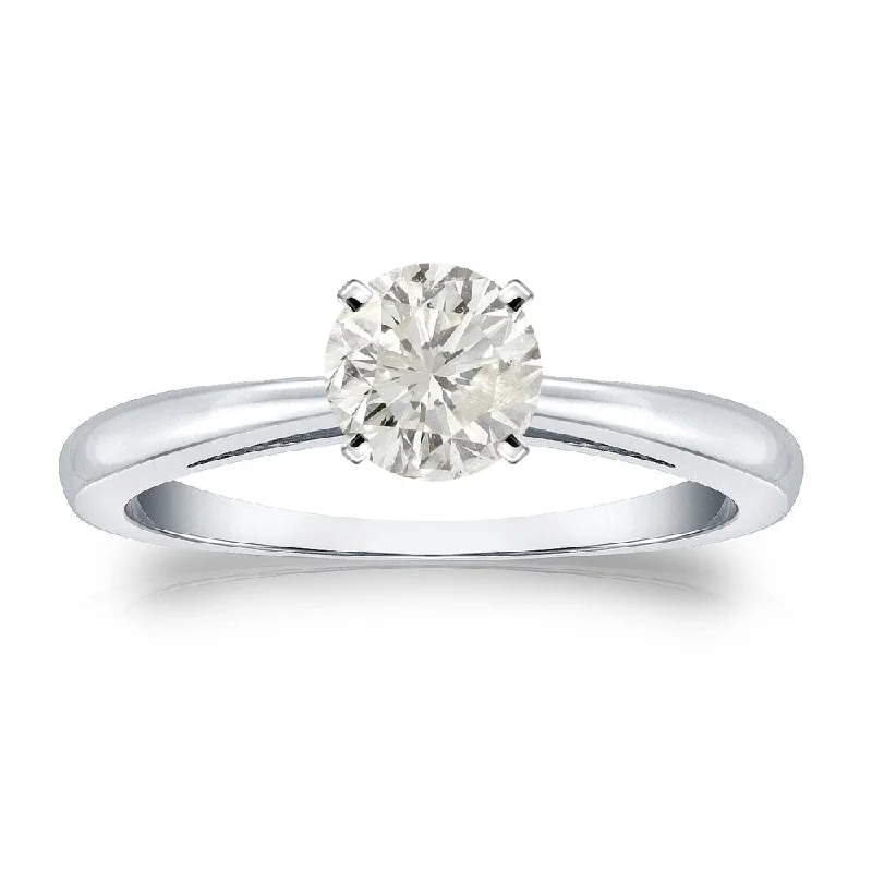 Auriya Platinum 1/2ctw Round Solitaire Diamond Engagement Ring