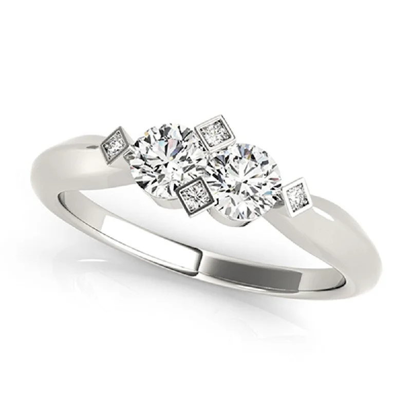 Auriya Modern 3/4ct TDW Round 2-Stone Diamond Engagement Ring 14k White Gold (H-I, SI1-SI2)