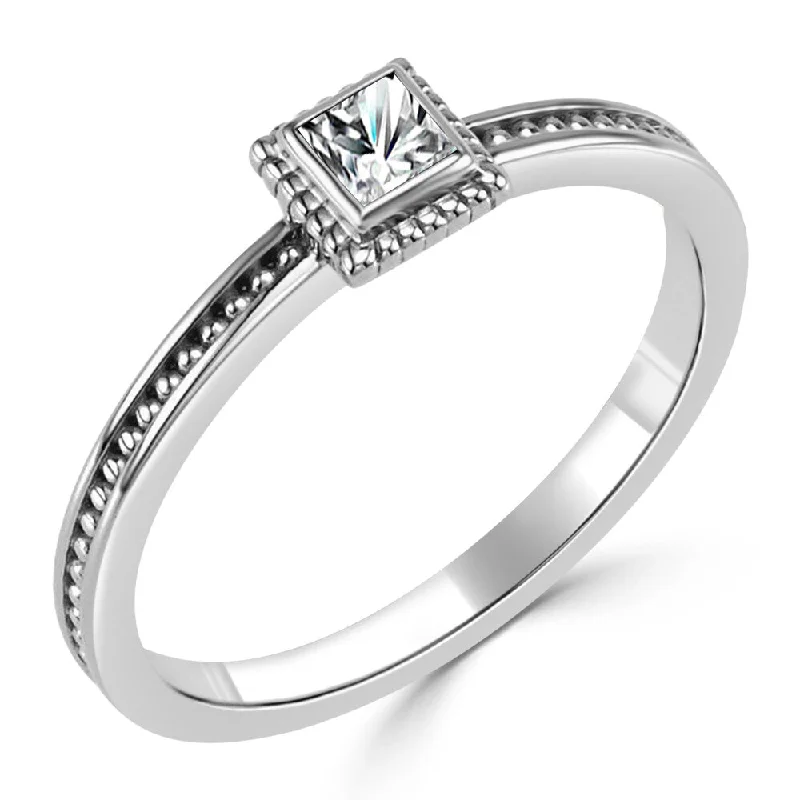 10K Gold 1/6ct TDW Princess Cut Bezel Solitaire Diamond Engagement Ring by Auriya (I-J, I1-I2)