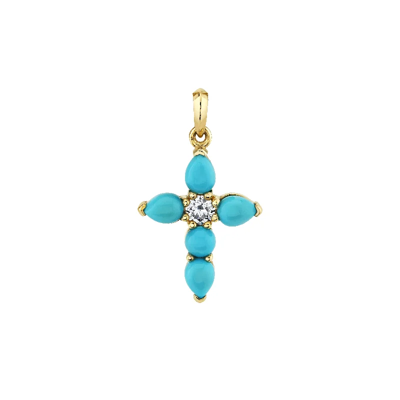 Medium Turquoise & Diamond Faith Pendant | Ready to Ship