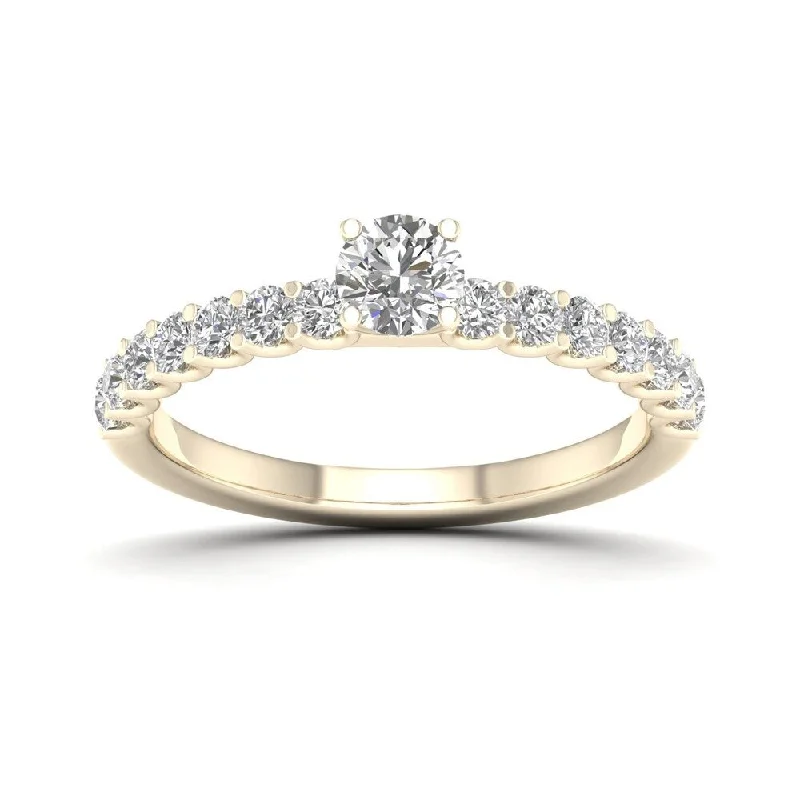 De Couer 14k Yellow Gold 1ct TDW Diamond Engagement Ring