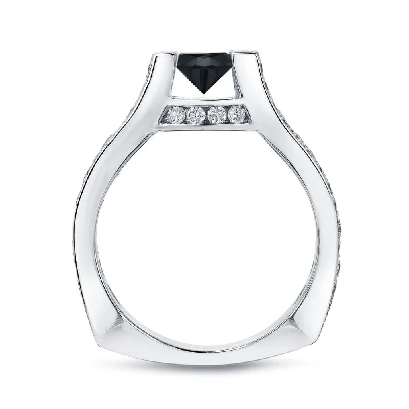 14k Gold Modern 3 1/4ct TDW Black Diamond Engagement Ring by Auriya