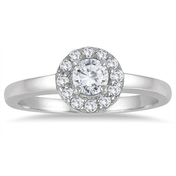 1/2 Carat TW Diamond Halo Engagement Ring in 10K White Gold