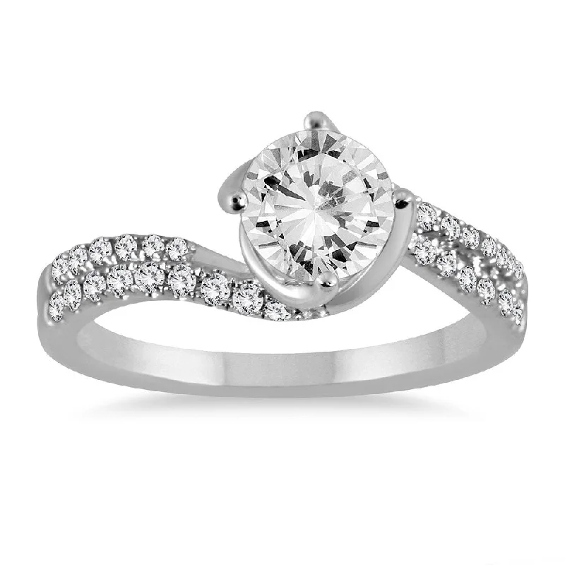 AGS Certified 1 1/5 Carat TW Diamond Engagement Ring in 14K White Gold (J-K Color, I2-I3 Clarity)