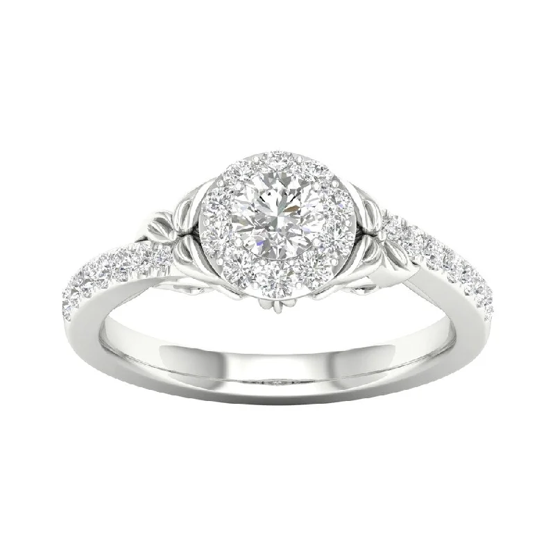 DeCouer 14k Gold 5/8ct TDW Diamond Halo Engagement Ring