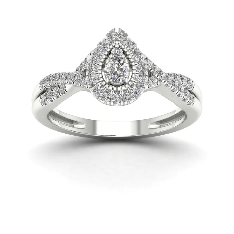 De Couer 1/3ct TDW Diamond Halo Engagement Ring - White