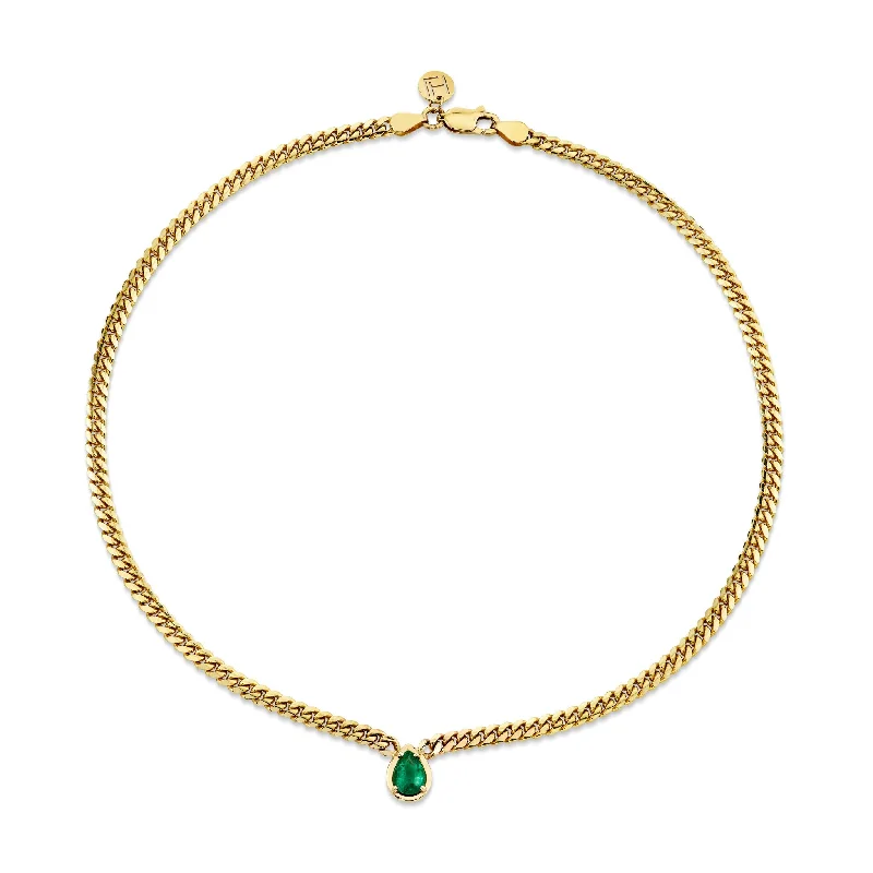 Queen Pear Emerald Cuban Choker