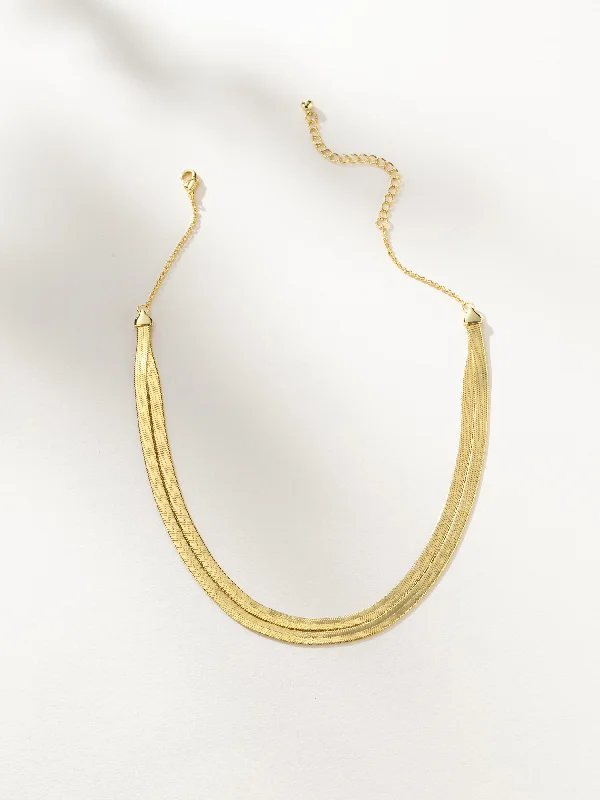 Double Layer Herringbone Chain Necklace