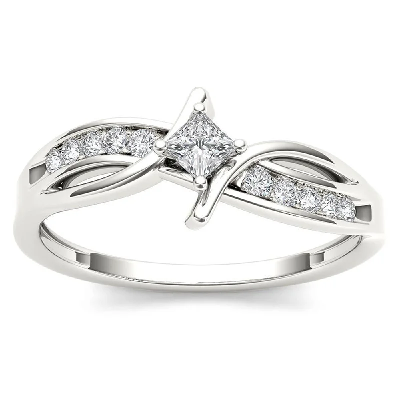 De Couer 10k White Gold 1/4ct TDW Diamond Bypass Engagement Ring - White H-I - White H-I