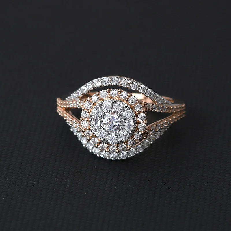 1ct TDW Diamond Halo Engagement Ring in 10k Gold by De Couer