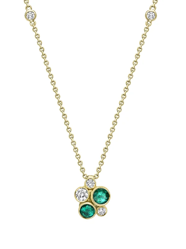 Raindance Yellow Gold Emerald Cluster Pendant