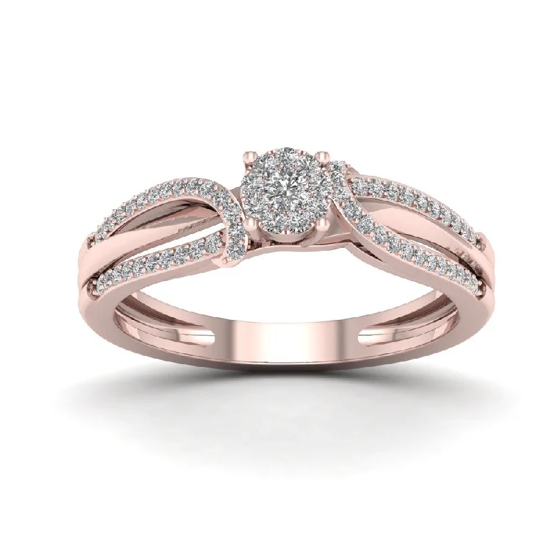 De Couer 1/5ct TDW Diamond Cluster Engagement Ring - Pink