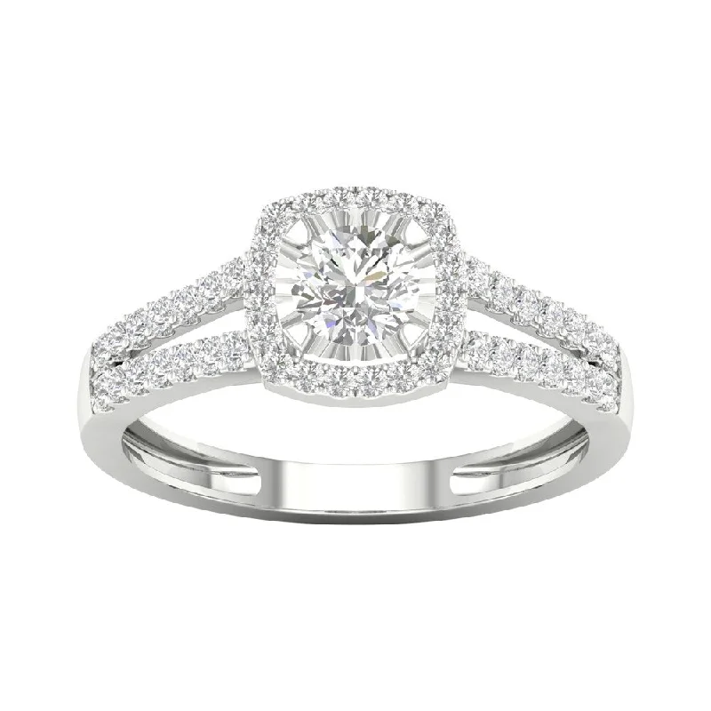 De Couer 14k Gold 1/2ct TDW Diamond Halo Engagement Ring