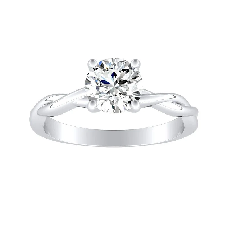 Auriya 14k Gold 1/2ctw Twisted Round Solitaire Diamond Engagement Ring (G-H, VS1-VS2)