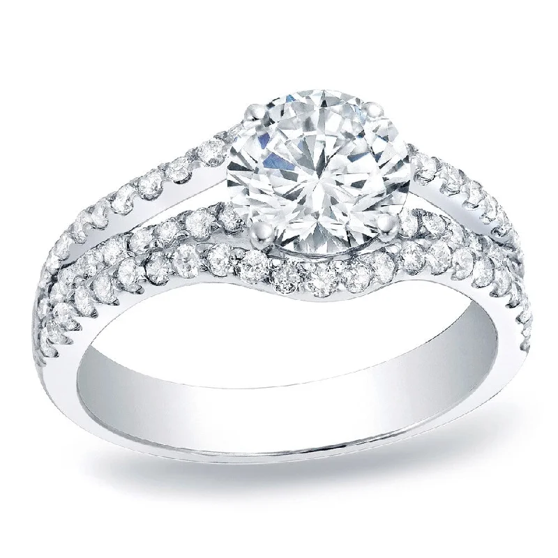 Auriya 1ctw Split Band Round Diamond Engagement Ring Platinum Gold (H-I, SI1-SI2)