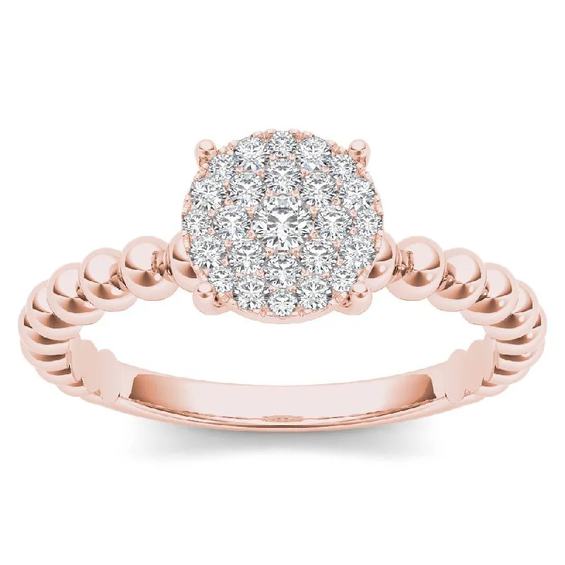 De Couer 14K Rose Gold 1/5ct TDW Diamond Composite Engagement Ring - Pink