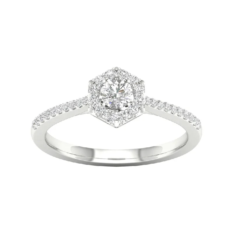 De Couer 10k Gold 1/3ct TDW Diamond Halo Engagement Ring