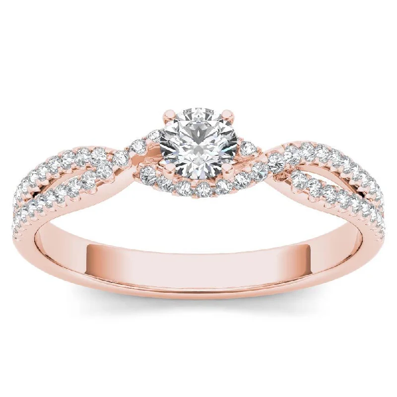 De Couer 10k Rose Gold 2/5ct TDW Diamond Classic Split-Shank Engagement Ring