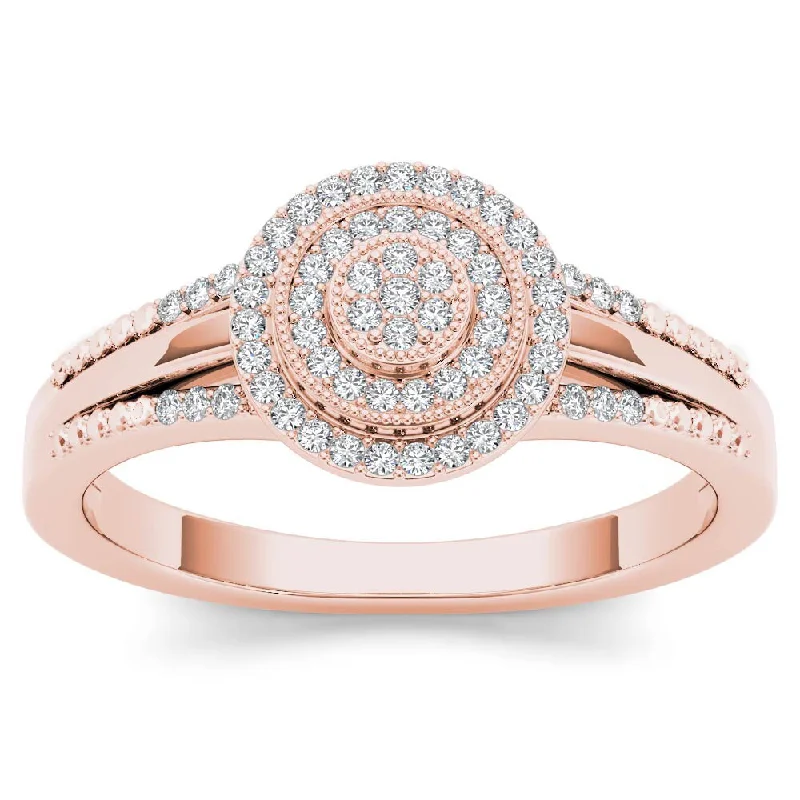 De Couer 10k Rose Gold 1/6ct TDW Diamond Halo Engagement Ring