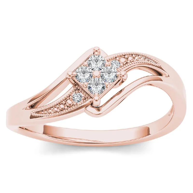 De Couer 10k Rose Gold 1/10ct TDW Diamond Bypass Engagement Ring