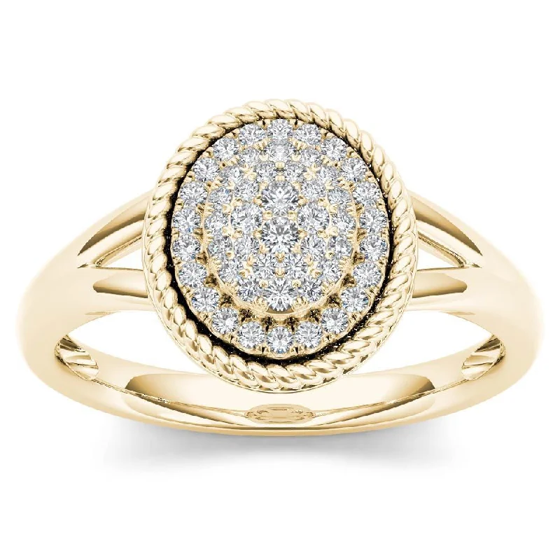 De Couer IGI Certified 10k Yellow Gold 1/5ct TDW Diamond Halo Engagement Ring