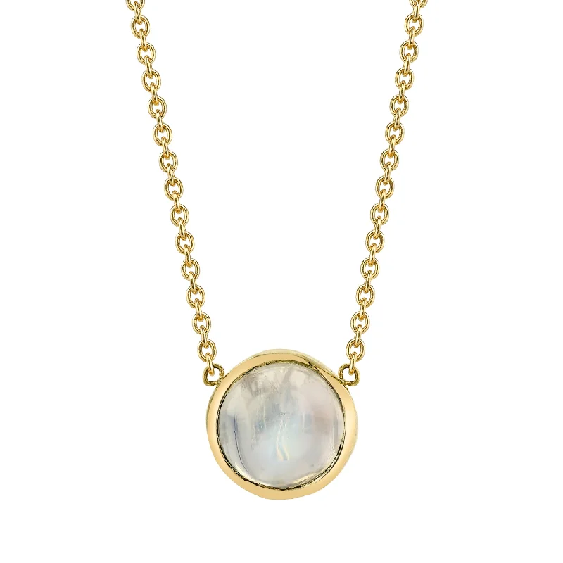 Round Cab Necklace - Moonstone