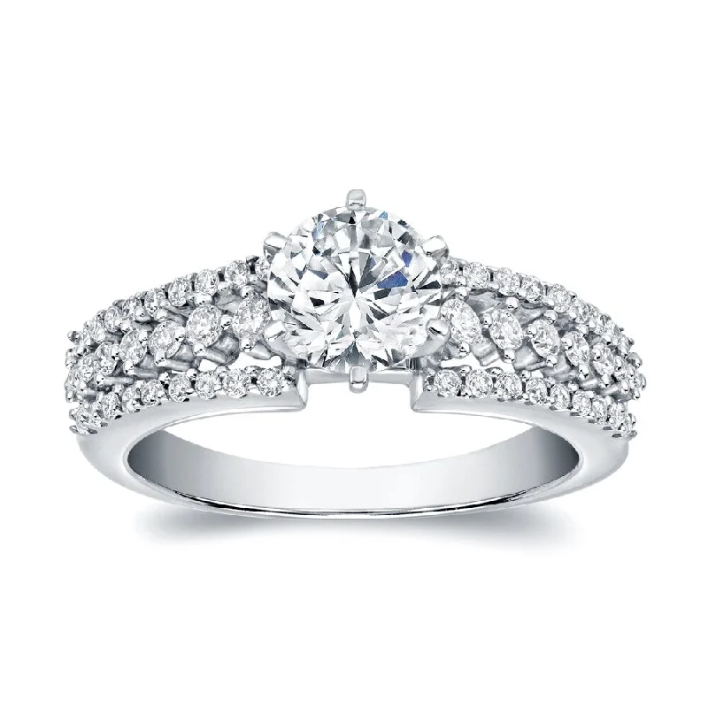 Auriya Modern 1 2/5ct TDW Round Diamond Engagement Ring 14k White Gold (H-I, SI1-SI2)