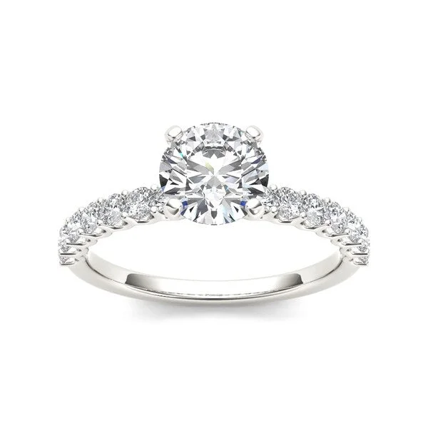 De Couer 14k White Gold 1ct TDW Round-cut White Diamond Engagement Ring