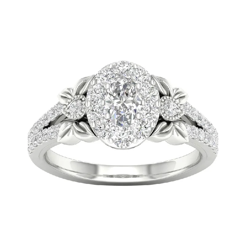 DeCouer 14k Gold 3/4ct TDW Diamond Halo Engagement Ring